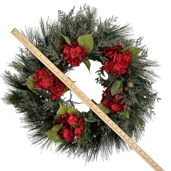 Evergreen Holiday Wreath, Winter Wreath, Measures: 28 inches - Picture 7 of 7
